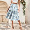 Женская повседневная юбка А-силуэта с высокой талией, юбка в полоску с принтом в горошек и карманами