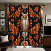2 Pieces of Owl Decorated Curtain On HD Maple Leaf Branch Black Tie Digital Printed Curtain Home Decoration Style Decorated Livi