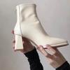 Женские Короткие Сапоги Off-White Осень Зима Новый Стиль - 7СМ Высокий Каблук Французский Стиль Стройные Сапоги, Универсальная Стильная Обувь XCY-909