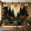 Luxurious Forest Tapestry Wall Hanging Polyester Print Boho Woodland Jungle Landscape Nature Decor Art for Home Living Room