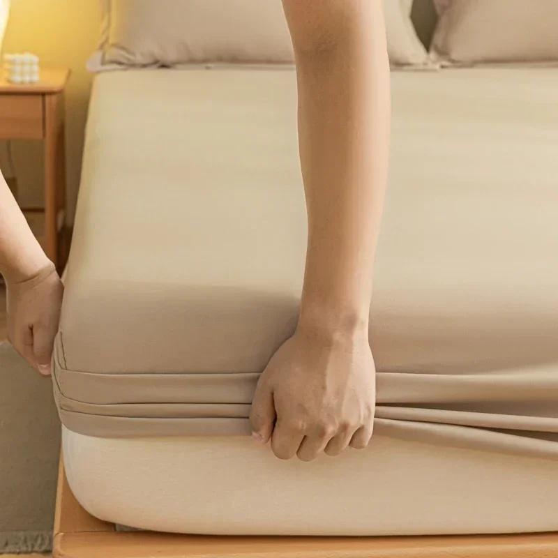 Водонепроницаемый защитный чехол для матраса, простыня на резинке из хлопка с резинками, нескользящее покрывало, парное постельное белье