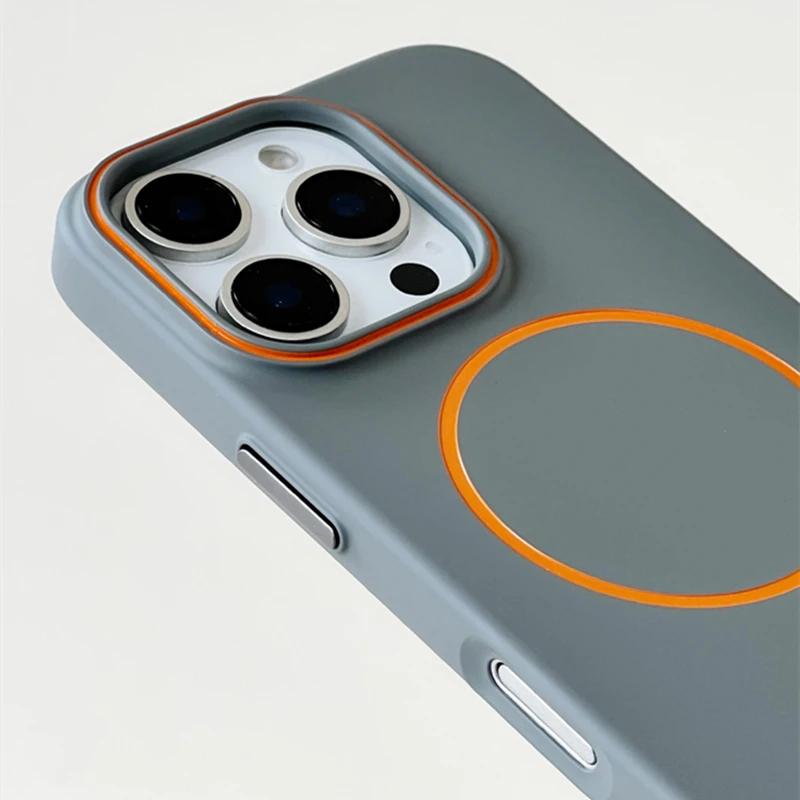 Ультратонкий Чехол Hit Color MagSafe Для iPhone 16 17 15 14 Pro Max Plus 17 Air Магнитная Беспроводная Зарядка Матовый Жесткий PC Чехол
