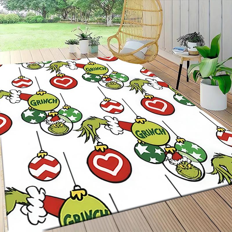 Grinch Christmas Ornaments Carpet Rug Soft Washable Antislip Home Living Room Sofa Mats Personalized Christmas Rug