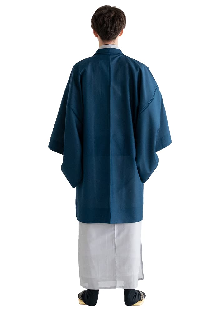 Summer Single Komaru Single Deep [KYOETSU] Haori, Washable, Plain, Clothes, Fabric, Item, Men's (LL, Blue)