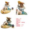 Anime Straw Hat Girl Figure 15cm PVC Beach Sitting Pose Statue With Mini Companion Desktop Decor For Anime Game Otaku Collection