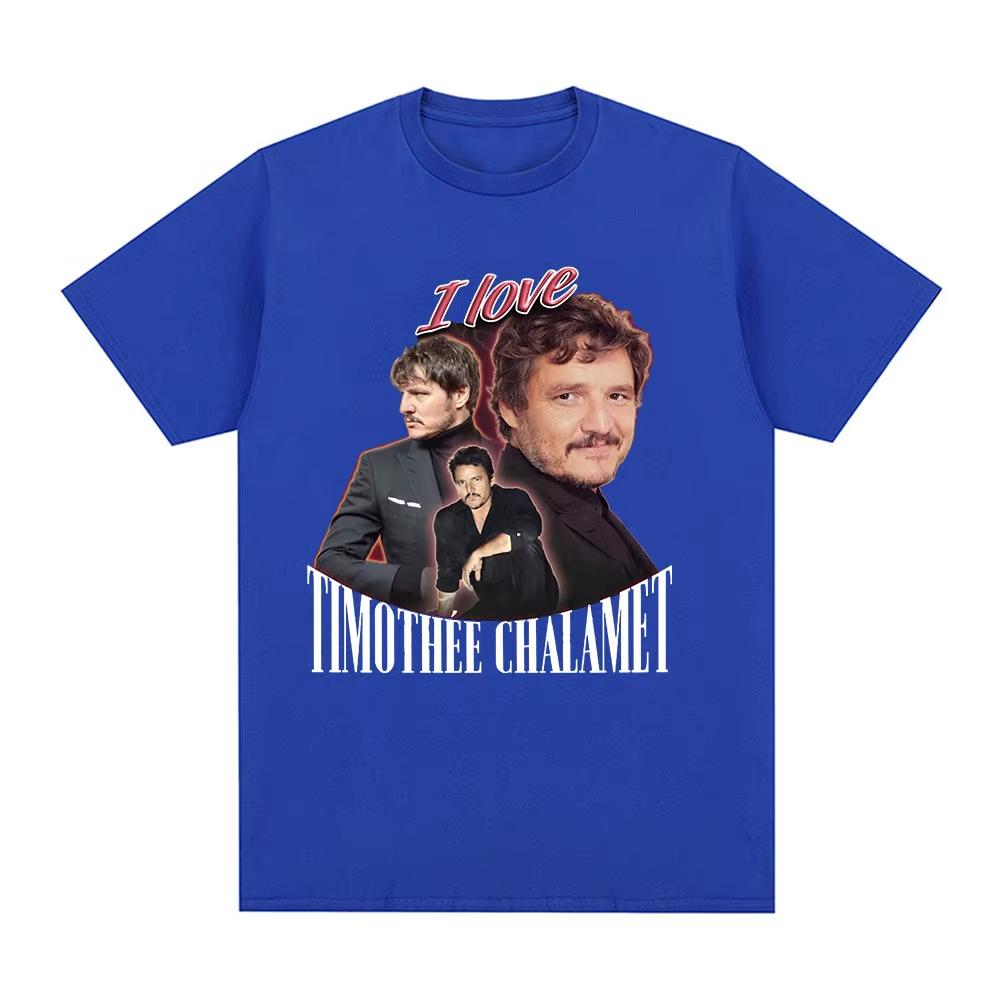 Funny I Love Timothee Chalamet Pedro Pascal Graphic T Shirt Unisex Women Cotton Cozy Short Sleeve Oversized Casual Fashion Top