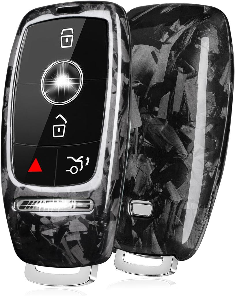 Real Carbon Fiber Key Fob Cover Case Shell Protector for Benz AMG E53 GLS63 Sedan CLA35 45 Coupe GLB35 GLA35 GLA45 SUV 2020-2023