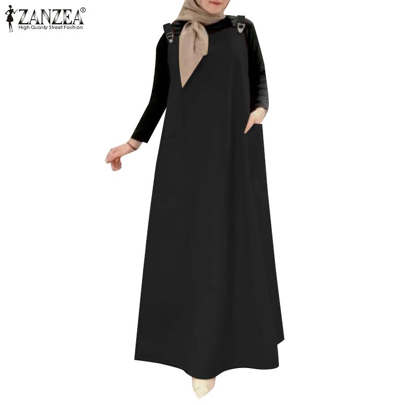 ZANZEA Женское повседневное платье с квадратным воротником и без рукавов на бретелях, длинное платье