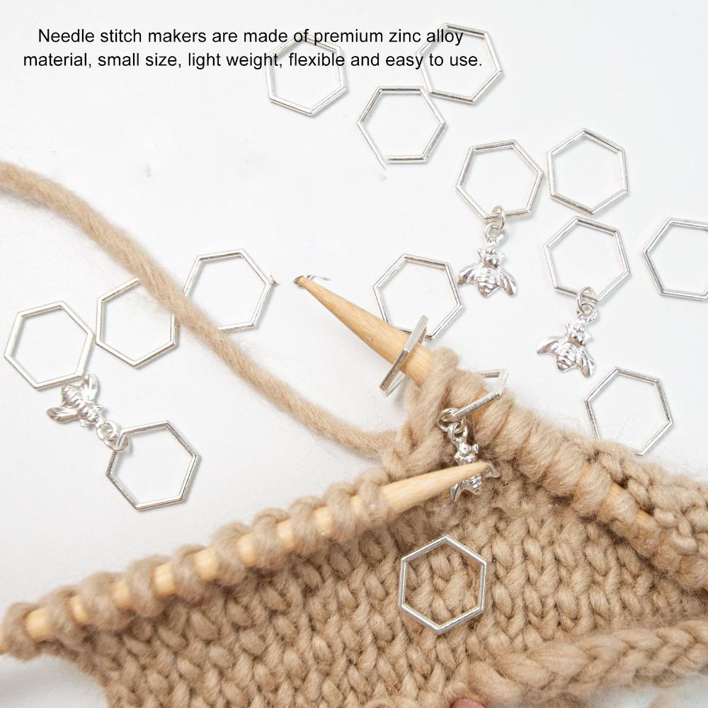 30Pcs Hexagonal Shape Knitting Stitch Markers Sewing Supplies For Beginners And Professionals