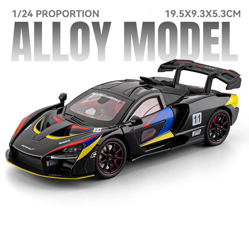 1:24 Scale Valkyrie Senna Sports Car Model Toy Doors Opened Metal Body Rubber Tires Supercar Models Presents for Boyfriend