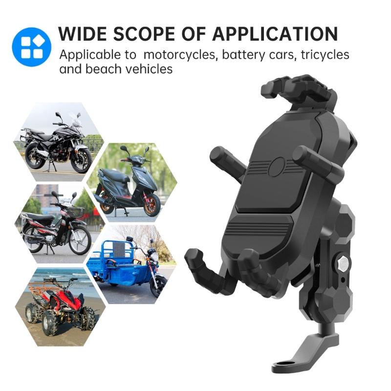 Motorcycle Mobile Phone Holder Shock-Absorbing Anti-Skid 360° Universal Ball-Head Rotating Six-Claw Silica-Fixed Bracket