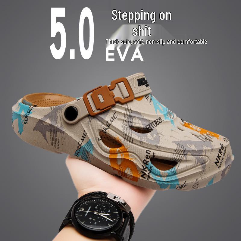 Мужские летние пляжные сандалии больших размеров: Нескользящие, Двусторонние, Повседневные Слипоны