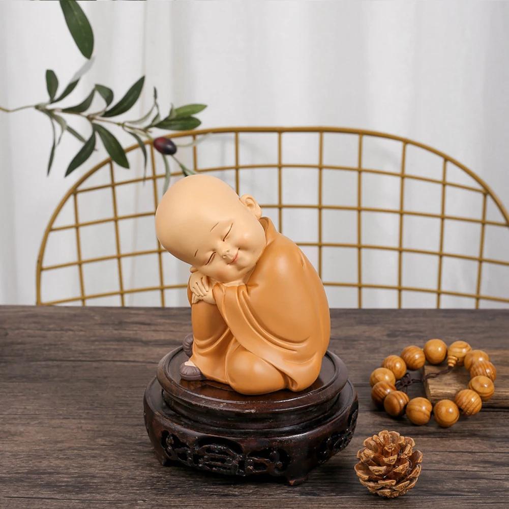 Автомобиль Маленький монах Буддийские статуи Украшения Статуэтка Будды из смолы Скульптура Миниатюры ручной работы Украшение комнаты Поделки Подарки