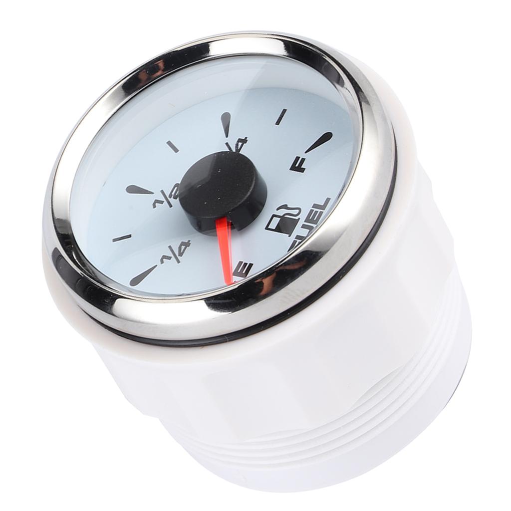 2in 190ohm Fuel Level Gauges Digital Display 8 Colors Backlight for 12V 24V Motorcycle Car YachtWhite Dial Silver Frame