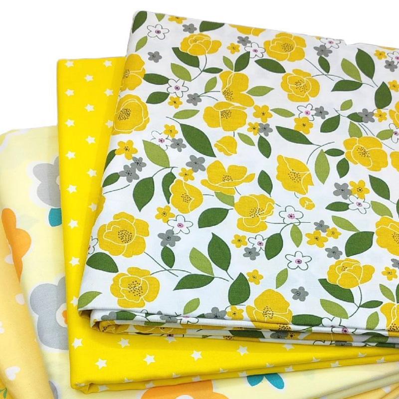 8 шт. Лоскутная ткань DIY Швейный Квилтинговый материал 25x25 см Желтый с принтом 20x25 см Саржевое переплетение Цветочная серия Хлопковая ткань