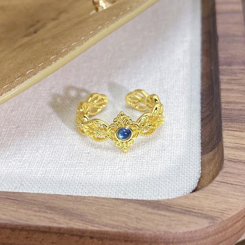 [Jewelry Collection] Retro Personality Medieval Iris Cross Open Ring Light Luxury High-End Ring Woman