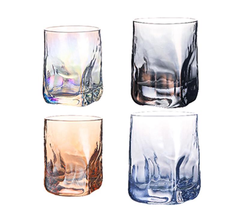 2 шт. Стакан для виски с радужным молотковым эффектом, Тяжелый стакан для воды, Стакан для воды, Стакан для сока, Бокал для вина, Стакан для напитков, Набор из 2 шт.