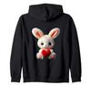 Adorable Fluffy Cuddly Bunny Red Heart Easter Shape Mania Zip Hoodie