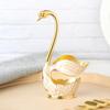 Light Luxury Tableware Gold High-end Metal Coffee Spoon Set Fruit Spoon Metal Swan Base Holder