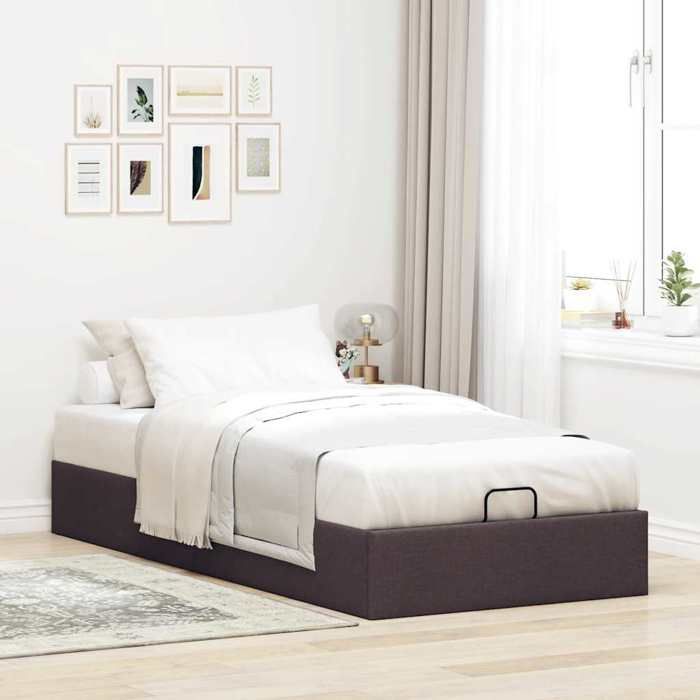 VidaXL Cadre de lit ottoman sans matelas marron foncé 90x190 cm tissu, cadre de lit, cadre de lit rembourré, cadre de lit 3310843