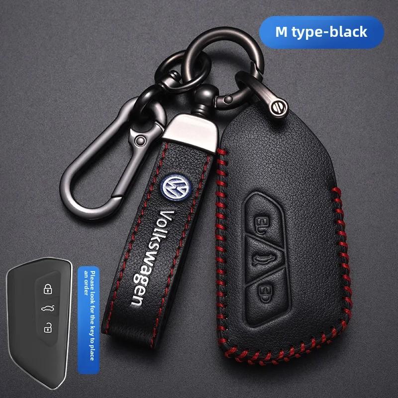 For VOLKSWAGEN VW Polo Golf 7/8 Genuine Leather Key Cover Fast Thrill Tour Guide Lingdu Exploration Vehicle Car Key Case High Qu