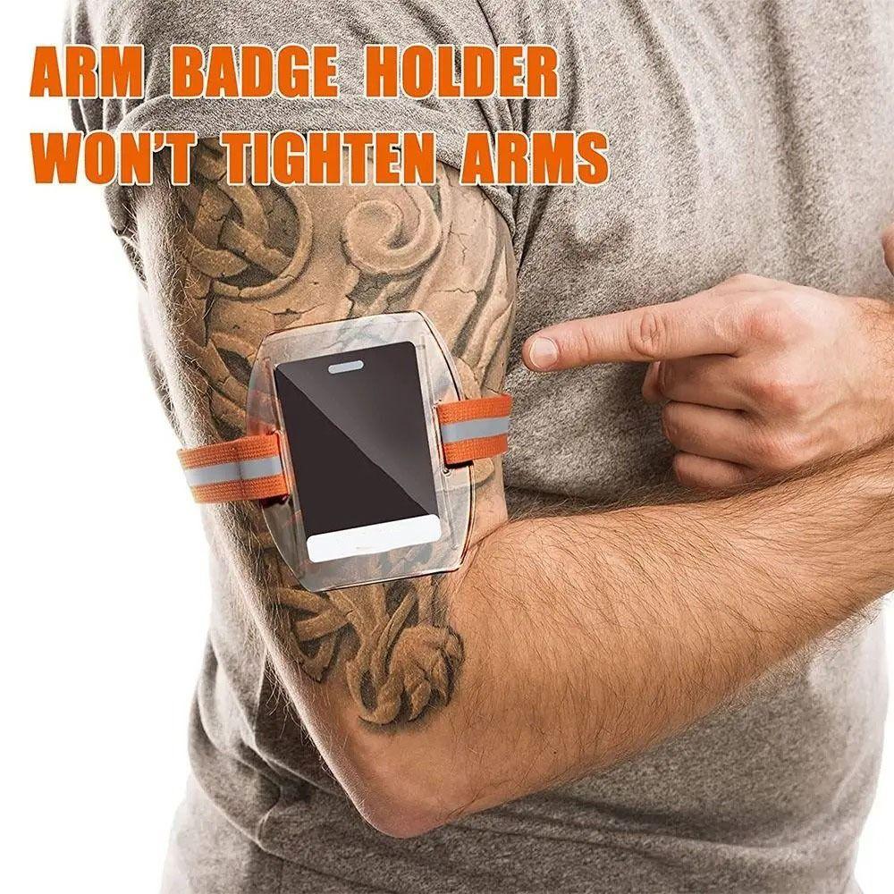 Reflective Wristband ID Card Holder Transparent Card Cover Arm Band ID Badge Holder Men