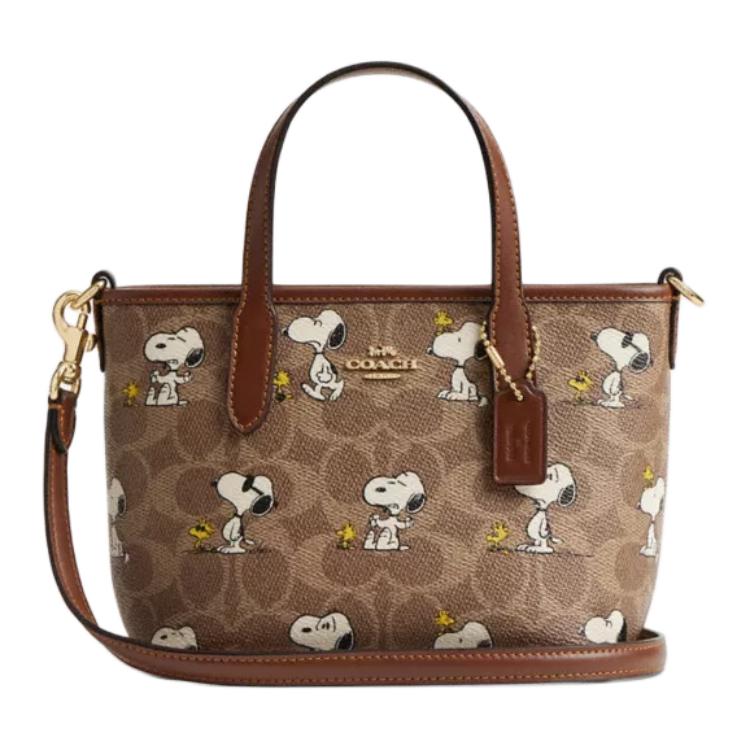 Coach CBS83-IMY3O X Peanuts City Mini Tote Bag Snoopy Print