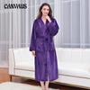 Plus Size Women's Fall Long Flannel and Fleece Thickened Hotel Couple Bathrobe