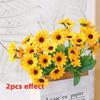 1 букет, 24 цветка-подсолнуха, цветы для украшения гостиной, букет для украшения свадьбы и вечеринки
