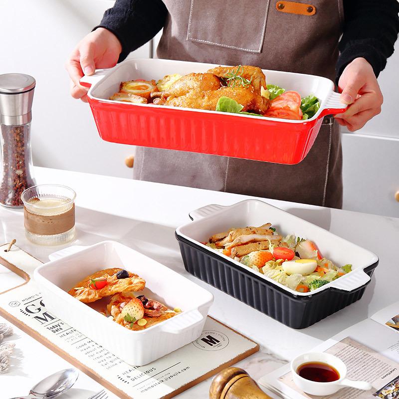 Бинауральная прямоугольная полосатая форма для выпечки с керамической крышкой, четыре креативных формы для выпечки, большая вместимость, духовка, микроволновая печь, выпечка