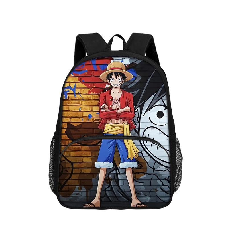 One Piece Monkey D. Luffy with Front Pocket Backpack Students Kids School Bags Bookbag Travel Large Capacity Backpack