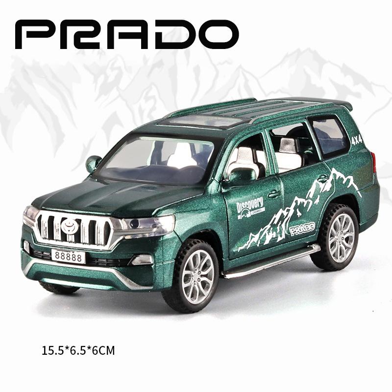 Литая под давлением модель автомобиля Toyota Prado в масштабе 1/32, игрушечный автомобиль с откатным механизмом со звуком и светом для детей, коллекция подарков для мальчиков и девочек