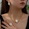 4pcs Retro Luxury Fashion Style Earrings Necklace Plus Rings Set