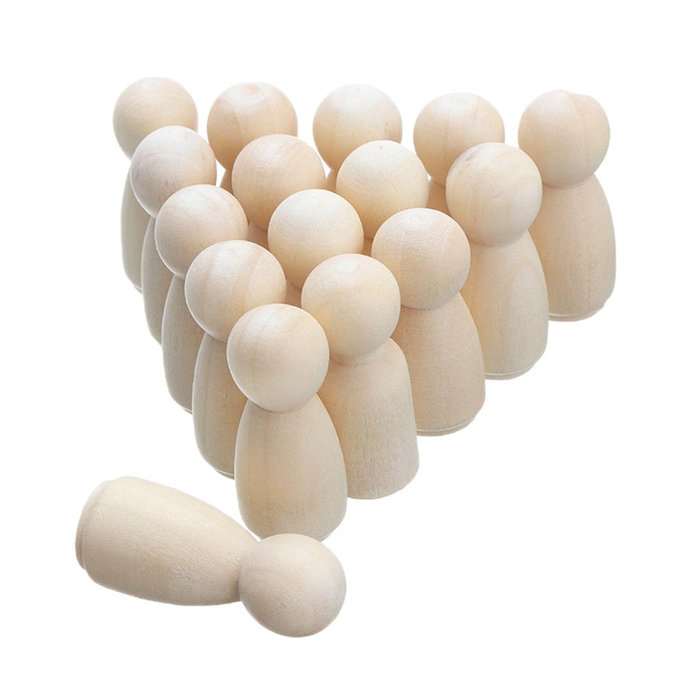 Wood Male Female Puppets Handmade Unpainted Figures Wedding Decoration Wooden Peg Doll Wood Crafts