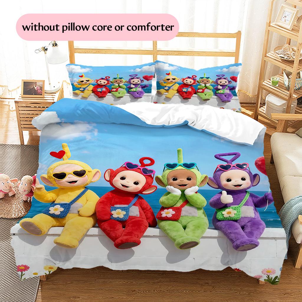 Teletubbies Pattern Bedding Quilt Set Home Decoration Gift (1 * duvet cover + 2 * pillowcase without core)