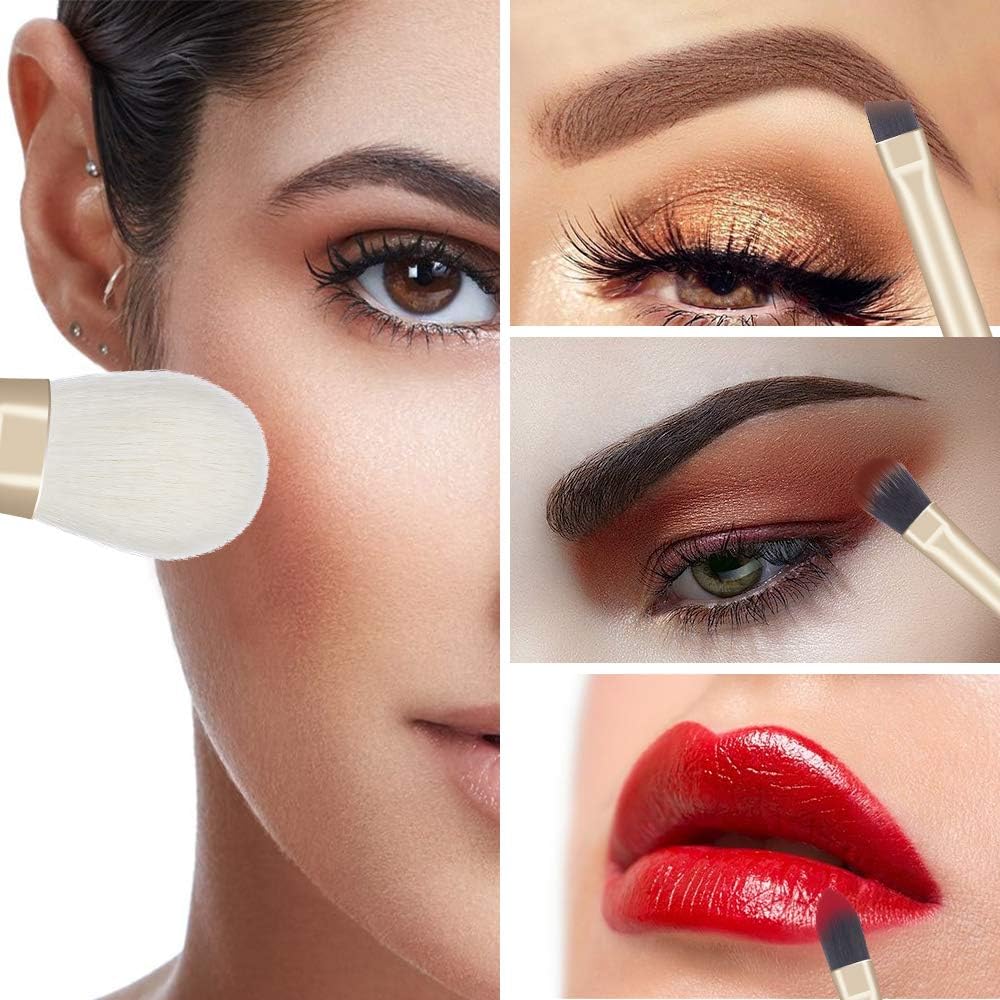 Makeup Brush Set with Cosmetic Premium Fiber Makeup Brush Includes Concealer Eyeshadow Foundation and More for Everyday Use 12-Piece Pouch, Bristles,