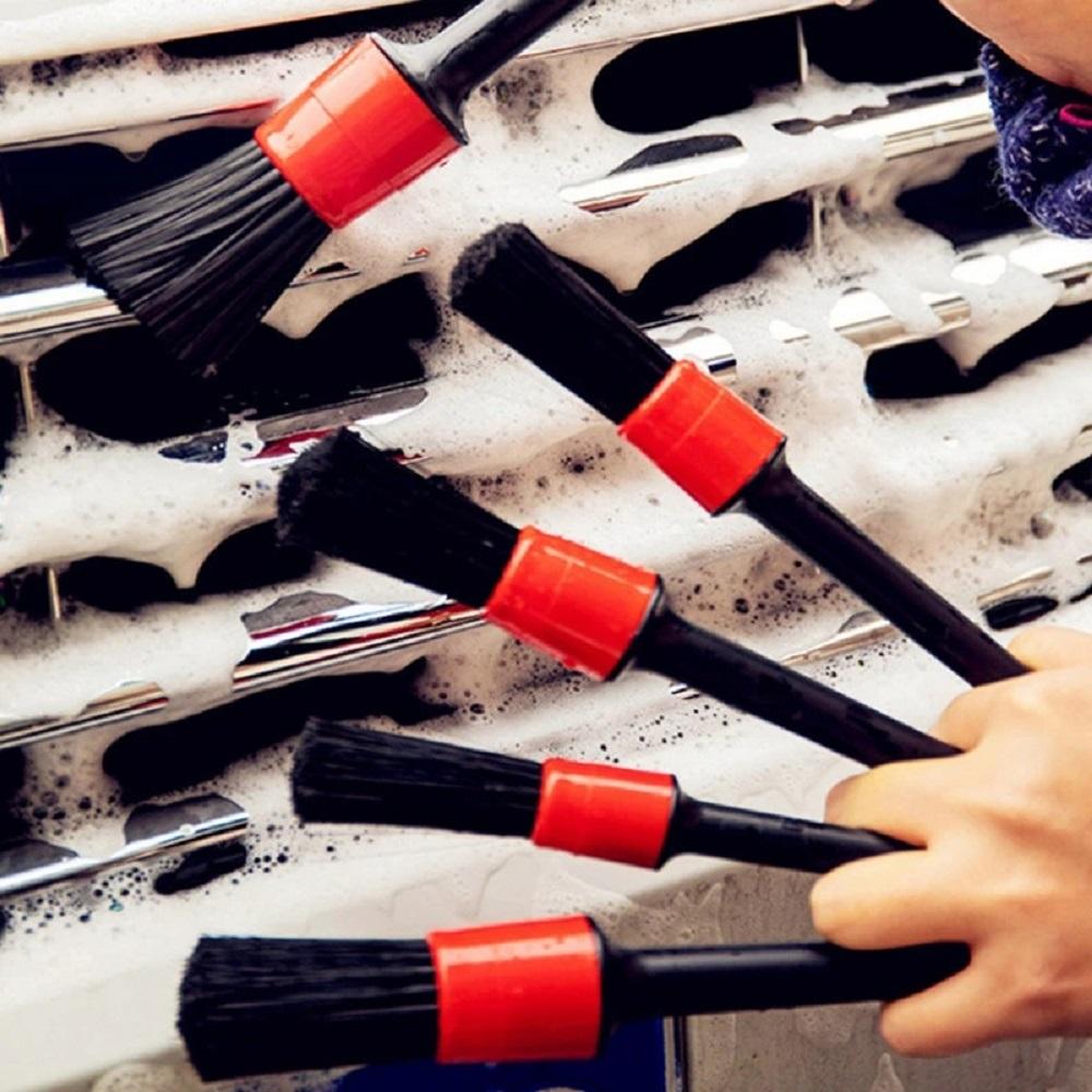 5pcs Car Cleaning Brush Kit Automotive Detail Brushes For Car Interior Detailing Brush Set Wheel Rims Clean Brush Set