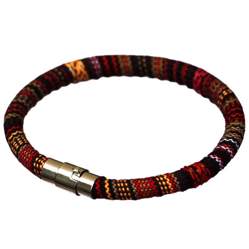 Браслет из нержавеющей стали с магнитной пряжкой, унисекс, в стиле бохо, плетеный хлопковый браслет-манжета ручной работы для мужчин и женщин, браслет на щиколотке для серфера, браслет, браслет