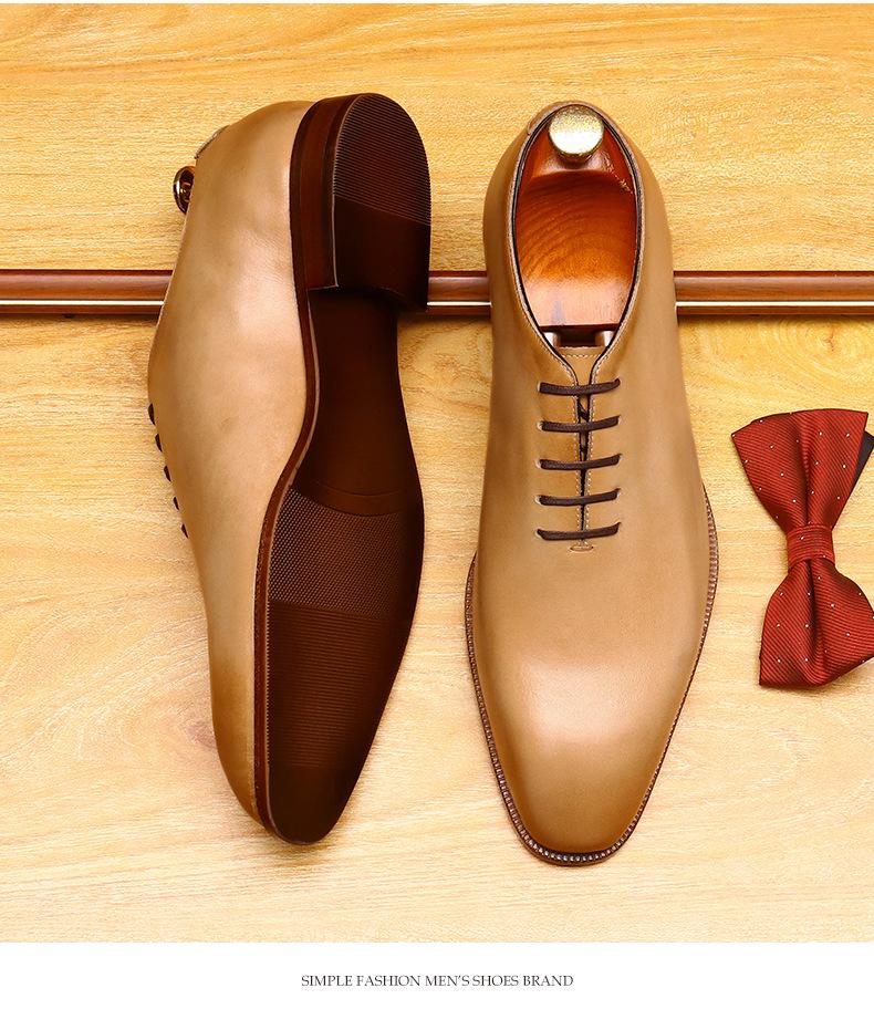 Мужские туфли дерби из натуральной кожи ручной окраски с заостренным носком - Британский формальный стиль