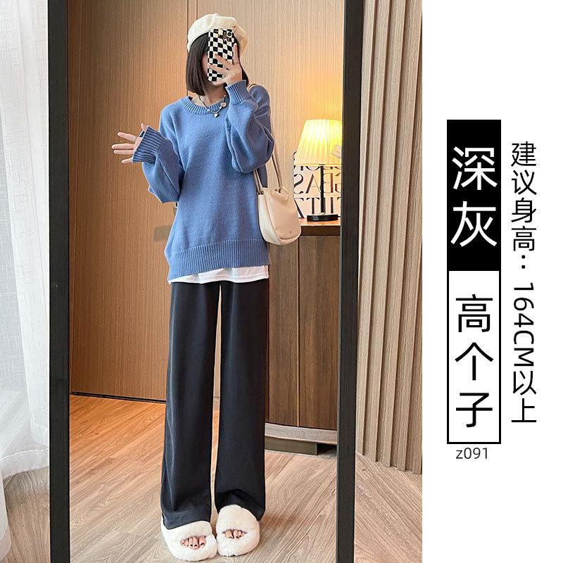 Chenier Wide-leg Pants Women's Autumn and Winter Velvet High Waist Drape Casual Loose Straight Thin Gray Corduroy Pants