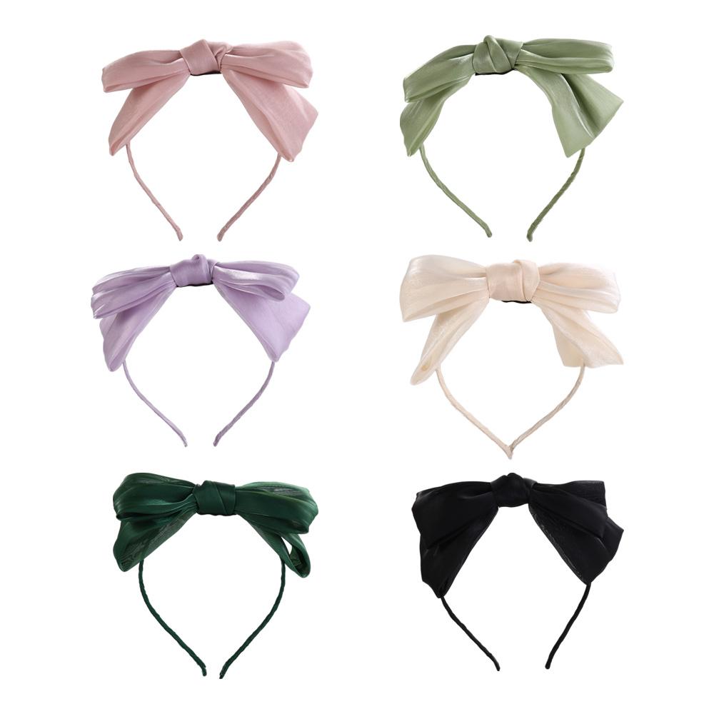 Headress Mesh Barrette Women Headband Bright Silk Hairband Bow Hair Hoop Korean Style Hairband