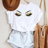 2025 Women Ladies Watercolor Casual Eye Eyelash Fashion Cartoon Summer Lady Print Tee Stylish T Top Tshirts Clothes T-Shirt