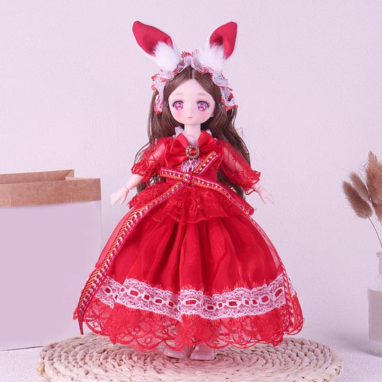 30CM 1/6 Ball Jointed Doll with Clothes Princess Lolita Dress BJD Doll Collectable Posable Action Figure Dress Up Doll Toy Girls Birthday Gift