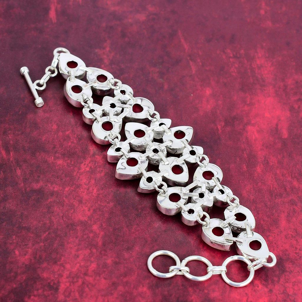 Красный коралл, ювелирные изделия из красного граната, браслет из стерлингового серебра 925 пробы, браслет ручной работы с драгоценными камнями на День памяти