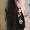 Винтажные асимметричные серьги-подвески Звезда Солнце Луна для женщин, персонализированные, antique copper color, серьги-кольца, ювелирные аксессуары