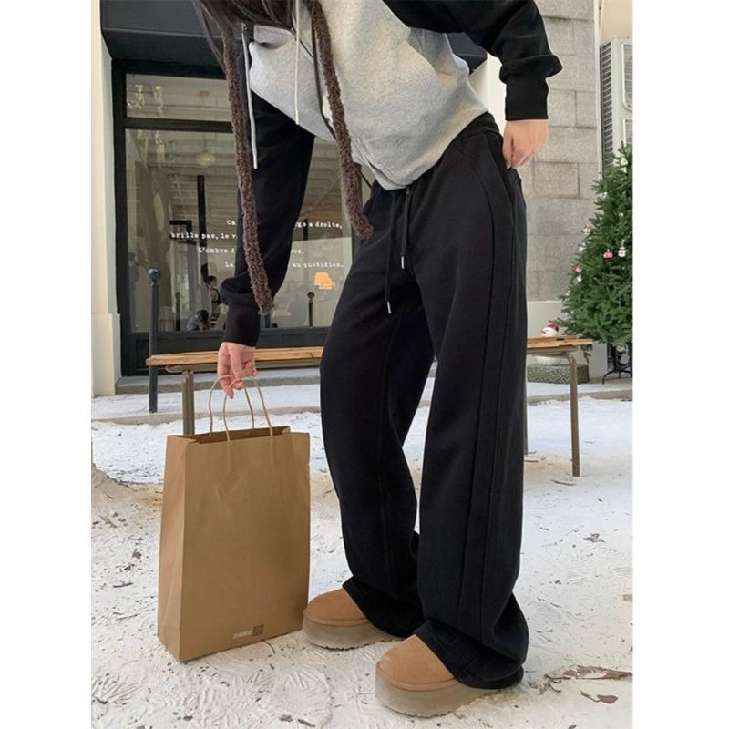 Винтажные мешковатые серые спортивные штаны для бега, женские спортивные штаны большого размера Y2k, повседневные корейские модные прямые брюки