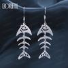 925 Sterling Silver Fishbone Earrings with Piercing Ears Fashion Wedding Jewelry