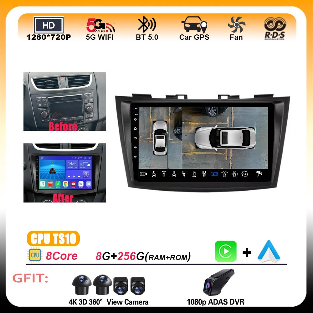 Autoradio Android pour Suzuki Swift 4 2011 2012 2013 2014 2015, systèmes intelligents pour voiture, lecteur multimédia Carplay, navigation GPS