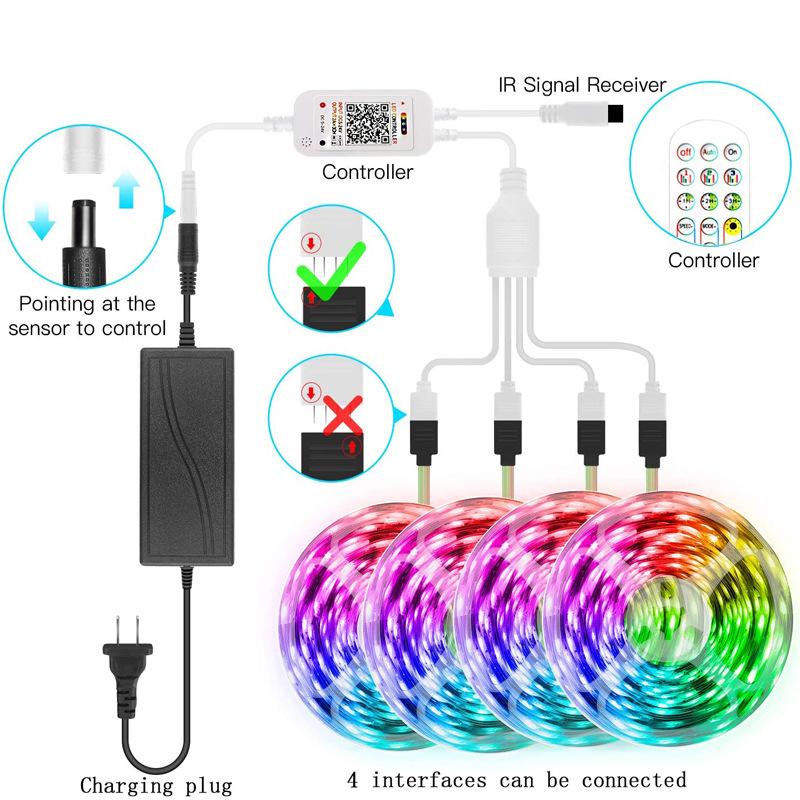 5/10/15/20/30 м светодиодная лента RGB инфракрасный Bluetooth-контроллер luces светящееся украшение для гостиной 5050 лента освещение Fita лампа