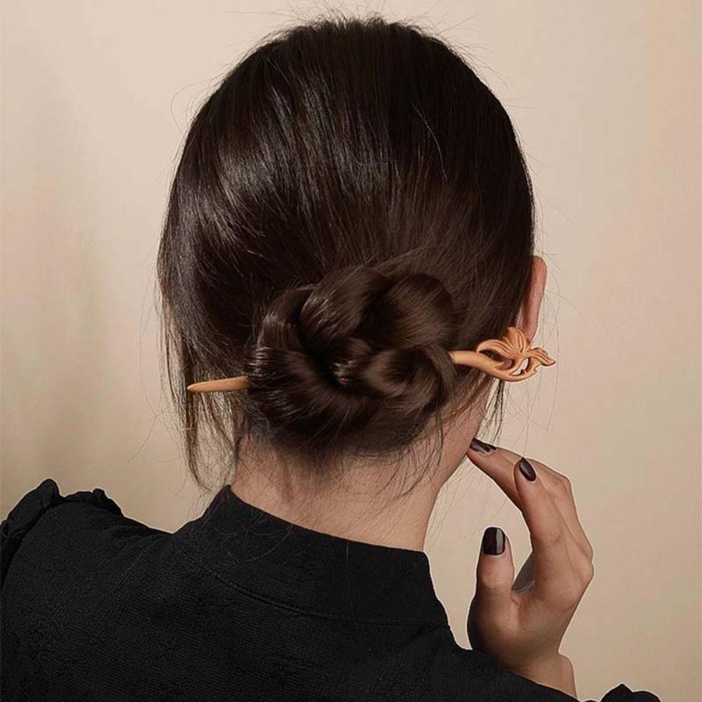 Chinese Style Wooden Hair Stick Ethnic Style Hanfu Hairpin Antique Hanfu Accessories
